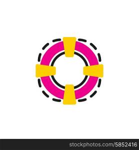 Color line icon for flat design. Lifebuoy . Color line icon for flat design isolated on white. Lifebuoy