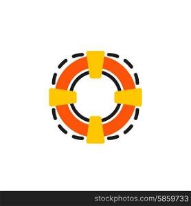 Color line icon for flat design. Lifebuoy . Color line icon for flat design isolated on white. Lifebuoy