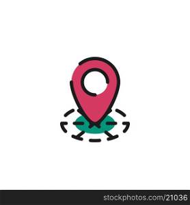 Color line icon for flat design. Map tag. Color line icon for flat design isolated on white. Map tag