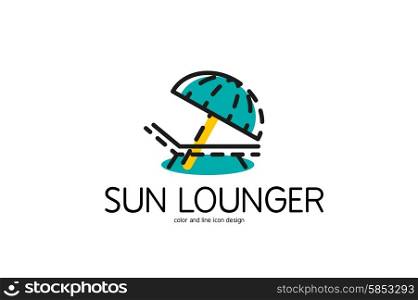 Color line icon for flat design. Sun lounger. Color line icon for flat design isolated on white. Sun lounger