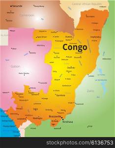color map of Congo. Vector color map of Congo country