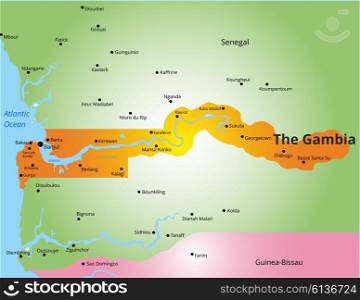 color map of Gambia . Vector color map of Gambia country