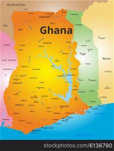 color map of Ghana . Vector color map of Ghana country