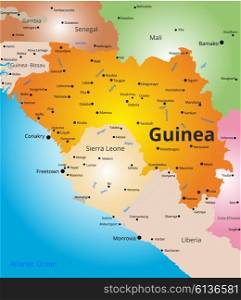 color map of Guinea. Vector color map of Guinea country