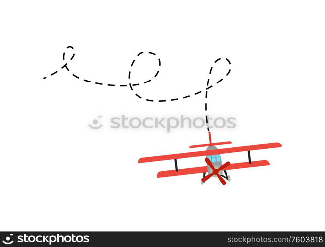 Color model of an old plane with trace of flight. Isolated on white background. Vector illustration. EPS10.. Color model of an old plane with trace of flight. Isolated on white background. Vector illustration