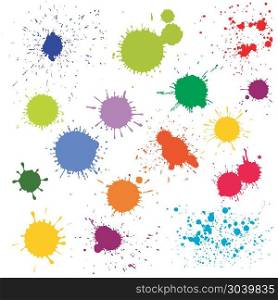 Color paint splatter, ink blots vector collection. Color paint splatter, ink blots vector collection. Splash and colored stain illustration