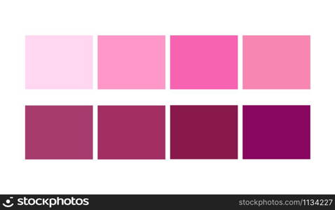 Color palette pink, Ligths and shades for cartoon design. Template to pick color swatches.