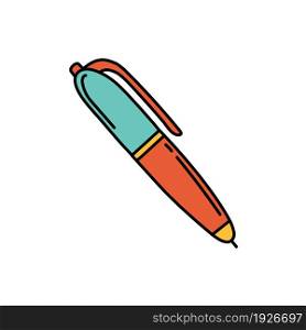 Color pen sketch. Podcast or school education item. Hand drawn vector icon