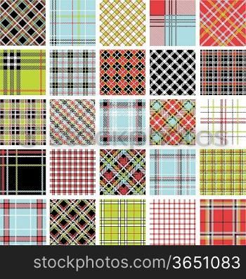 Color plaid patterns set