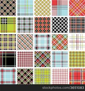 Color plaid patterns set