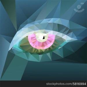 color polygonal eye design. Geometric illustration color eye design
