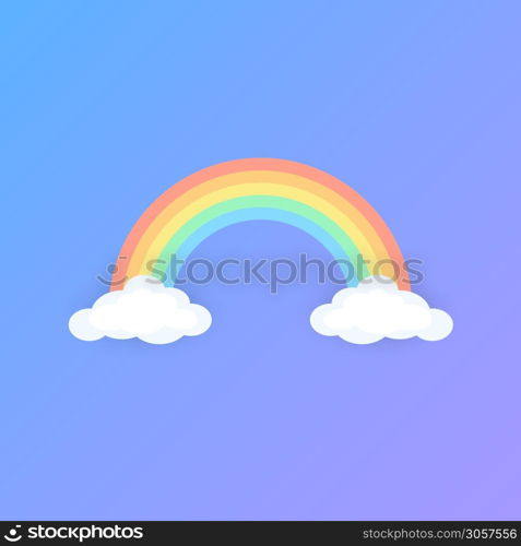 Color Rainbow With Clouds. Pastel shades