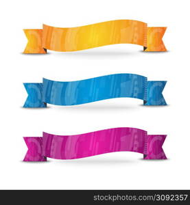 Color ribbon set with abstract backgrounds and shadows. Color ribbon set