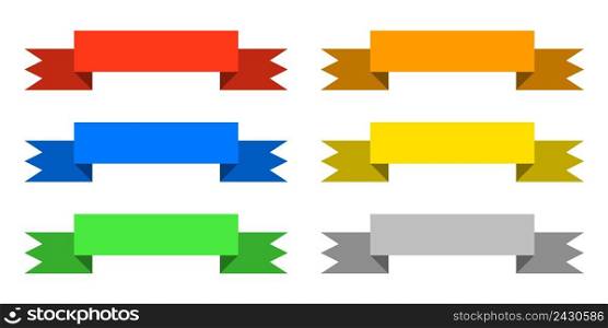 Color ribbons set icon. Origami paper infographic colorful banners set. Annotation ribbon. Advertising Design shape. Speech talking cloud