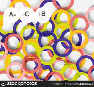 Color rings with shadows on gray abstract background. Color rings with shadows on gray abstract background. Vector template background for print workflow layout, diagram, number options or web design banner
