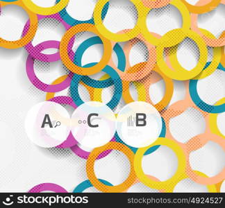 Color rings with shadows on gray abstract background. Color rings with shadows on gray abstract background. Vector template background for print workflow layout, diagram, number options or web design banner