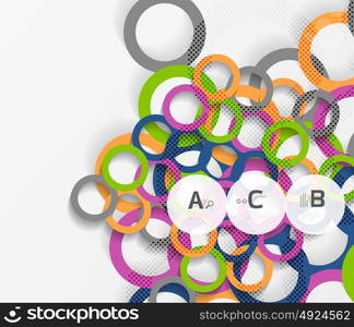 Color rings with shadows on gray abstract background. Color rings with shadows on gray abstract background. Vector template background for print workflow layout, diagram, number options or web design banner