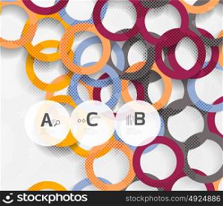 Color rings with shadows on gray abstract background. Color rings with shadows on gray abstract background. Vector template background for print workflow layout, diagram, number options or web design banner