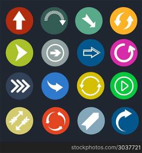 Color round arrow vector icons. Color round arrow vector icons. Set of arrows directional, arrow pointer in color circle illustration