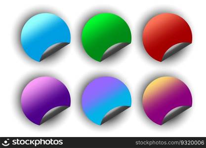 Color round stickers with curled edge. Vector illustration. Stock picture. EPS 10.. Color round stickers with curled edge. Vector illustration. Stock picture.