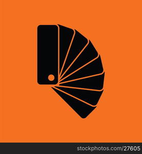 Color samples icon. Orange background with black. Vector illustration.