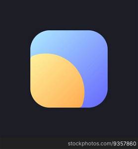 Color saturation flat gradient fill ui icon for dark theme. Adjust brightness level in footage. Pixel perfect color pictogram. GUI, UX design on black space. Vector isolated RGB illustration. Color saturation flat gradient fill ui icon for dark theme