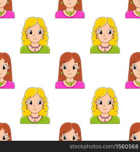 Color seamless pattern. Cartoon style. Hand drawn. Vector illustration isolated on white background.