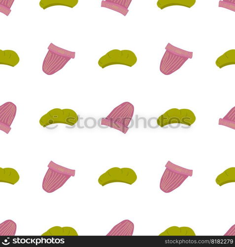 Color seamless pattern with spring fashion clothes on white background for wallpaper design. Template design. Vector flat illustration.