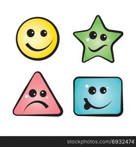 Color Smiley Faces, emoji icons, vector cartoon illustration.