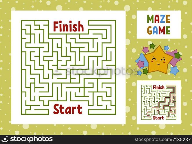 Color square maze. Find the right path from start to finish. Kids worksheets. Activity page. Game puzzle for children. Cute cartoon star. Labyrinth conundrum. Vector illustration. With answer. Color square maze. Find the right path from start to finish. Kids worksheets. Activity page. Game puzzle for children. Cute cartoon star. Labyrinth conundrum. Vector illustration. With answer.