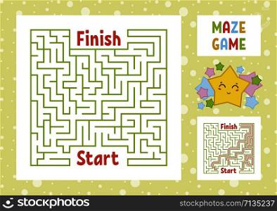 Color square maze. Find the right path from start to finish. Kids worksheets. Activity page. Game puzzle for children. Cute cartoon star. Labyrinth conundrum. Vector illustration. With answer. Color square maze. Find the right path from start to finish. Kids worksheets. Activity page. Game puzzle for children. Cute cartoon star. Labyrinth conundrum. Vector illustration. With answer.