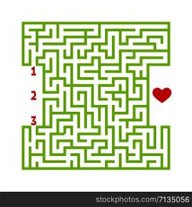 Color square maze. Game for kids. Puzzle for children. Find the right path to the heart. Labyrinth conundrum. Flat vector illustration isolated on white background. Color square maze. Game for kids. Puzzle for children. Find the right path to the heart. Labyrinth conundrum. Flat vector illustration isolated on white background.