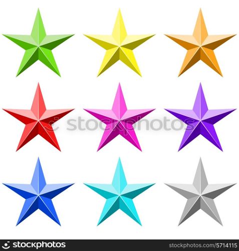 Color star vector set isolated on white background. Flat colors used, no gradients.