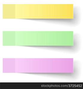 Color sticky notes vector template with shadow.