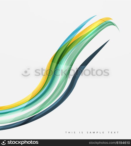 Color stripes with shiny light effects, wave line abstract background - color curve lines in motion concept and with light and shadow effects. Presentation banner and business card message design template