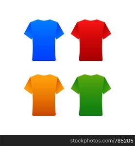 Color T-shirts front view vector set isolated. Vector illustration.. Color T-shirts front view vector set isolated. Vector stock illustration.