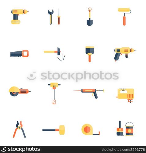 Color tools for repair and home improvement in pastel color vector illustration. Home Repair Tools Icon Flat