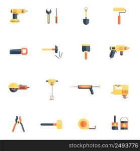 Color tools for repair and home improvement in pastel color vector illustration. Home Repair Tools Icon Flat