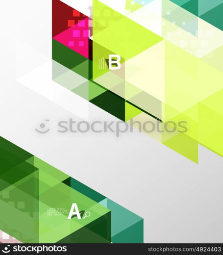 Color transparent trianlge tiles with infographic elements. Color transparent trianlge tiles with infographic elements. Vector template background for workflow layout, diagram, number options or web design