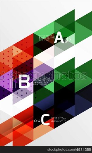 Color transparent trianlge tiles with infographic elements. Color transparent trianlge tiles with infographic elements. Vector template background for workflow layout, diagram, number options or web design