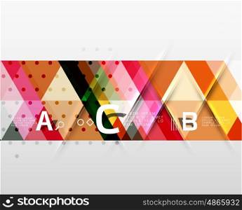 Color transparent trianlge tiles with infographic elements. Vector template background for workflow layout, diagram, number options or web design