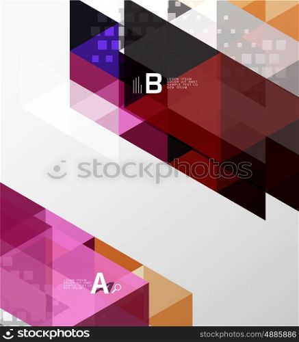Color transparent trianlge tiles with infographic elements. Vector template background for workflow layout, diagram, number options or web design