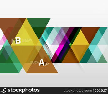 Color transparent trianlge tiles with infographic elements. Vector template background for workflow layout, diagram, number options or web design