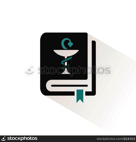 Color vademecum guidebook icon with beige shade. Pharmacy vector illustration
