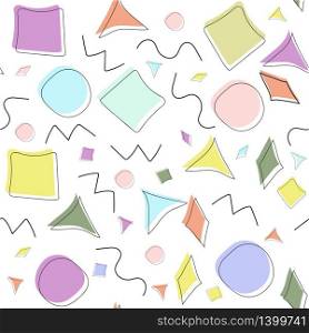 Color vector seamless pattern. Abstract shapes, random colors.