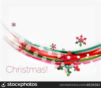 Color wave line with snowflakes, winter vector business background template