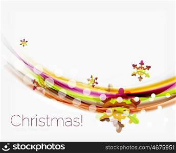 Color wave line with snowflakes, winter vector business background template