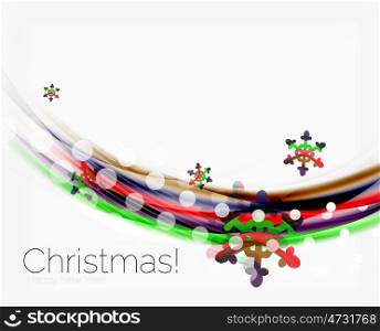 Color wave line with snowflakes, winter vector business template. Color wave line with snowflakes, winter vector business background template