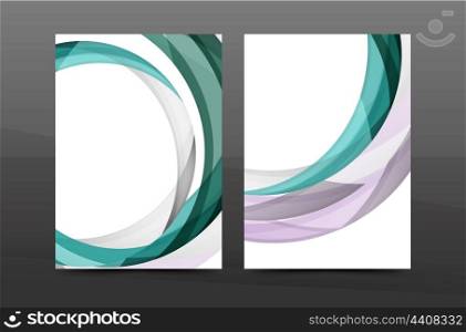 Color waves abstract background geometric A4 business print template. Brochure or annual report cover, vector business flyer layout, geometric abstract poster, identity illustration