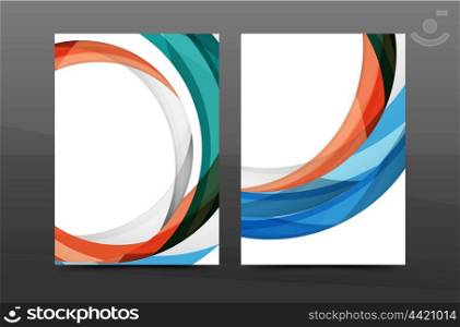 Color waves abstract background geometric A4 business print template. Brochure or annual report cover, vector business flyer layout, geometric abstract poster, identity illustration